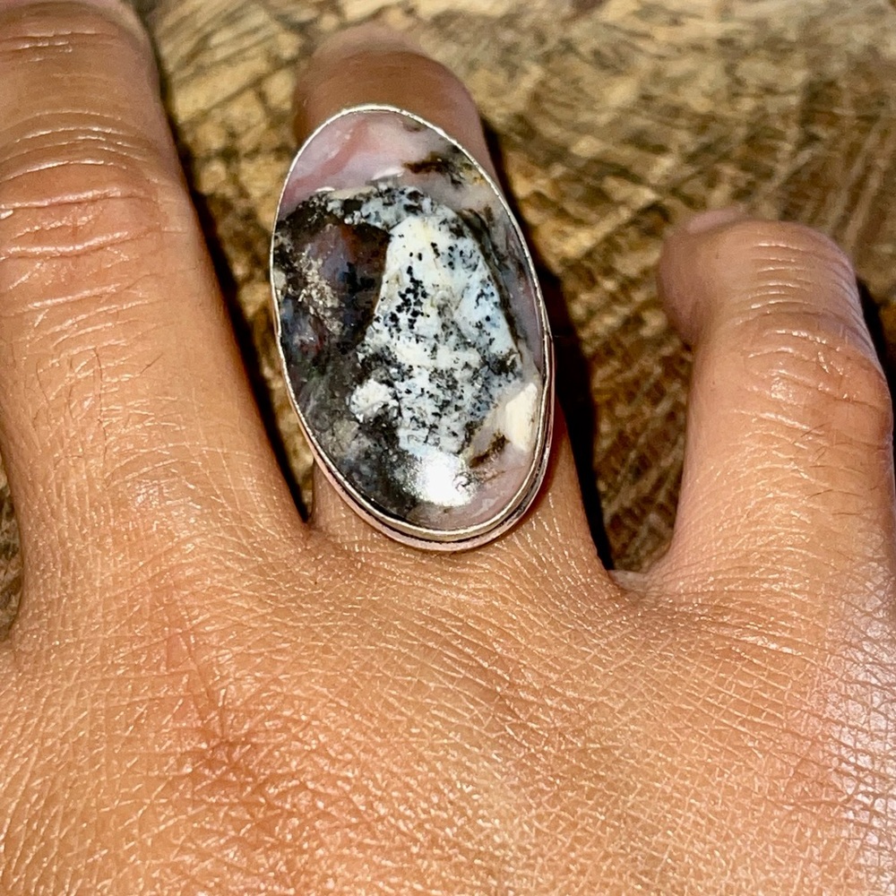 Pink Opal Dendritic Ring Size 7 - Picture 6 of 9